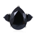 Natural Thai Black Spinel Trilogy Ring in Platinum Over Sterling Silver 22.60 ctw - Sticky add to cart bar