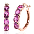 African Lilac Quartz Hoop Earrings in ION Plated RG Stainless Steel 11.00 ctw , Tarnish-Free, Waterproof, Sweat Proof Jewelry - Sticky add to cart bar