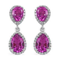 African Lilac Quartz (Triplet) and White Zircon Dangling Earrings in Platinum Over Sterling Silver 7.75 ctw