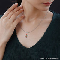 SANTA FE Style Multi Gemstone Pendant in Sterling Silver 3.75 ctw