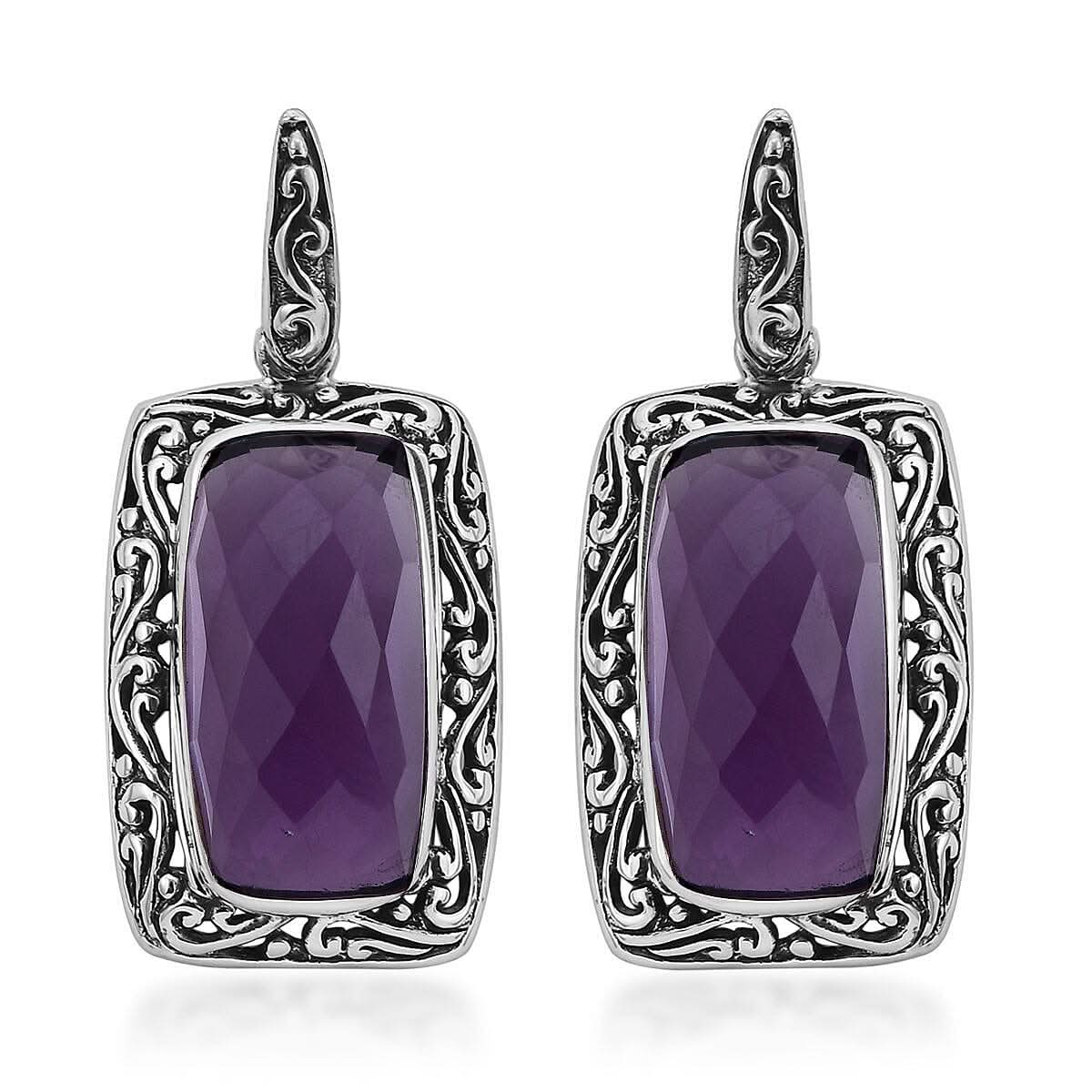 Bali Legacy African Amethyst Earrings in Sterling Silver 21.85 ctw