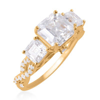 Asscher Cut Moissanite Ring in Platinum Over Sterling Silver (Size 9.0) 3.60 ctw