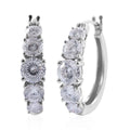 TLV 100 Facet Moissanite (Rnd 6mm) Hoop Earrings in Platinum Over Sterling Silver 4.35 ctw - Sticky add to cart bar