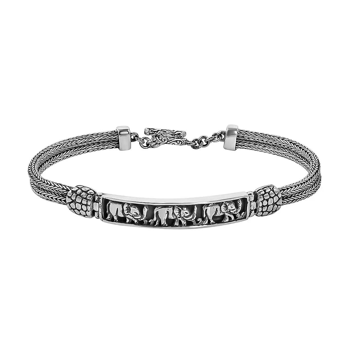 TLV Bali Legacy Sterling Silver Elephant Bracelet (7.25 In) (14.50 g)