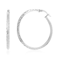 Sterling Silver Hammered Texture Hoop Earrings 3.80 Grams