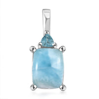 Larimar and Betroka Blue Apatite 2.60 ctw Pendant in Platinum Over Sterling Silver