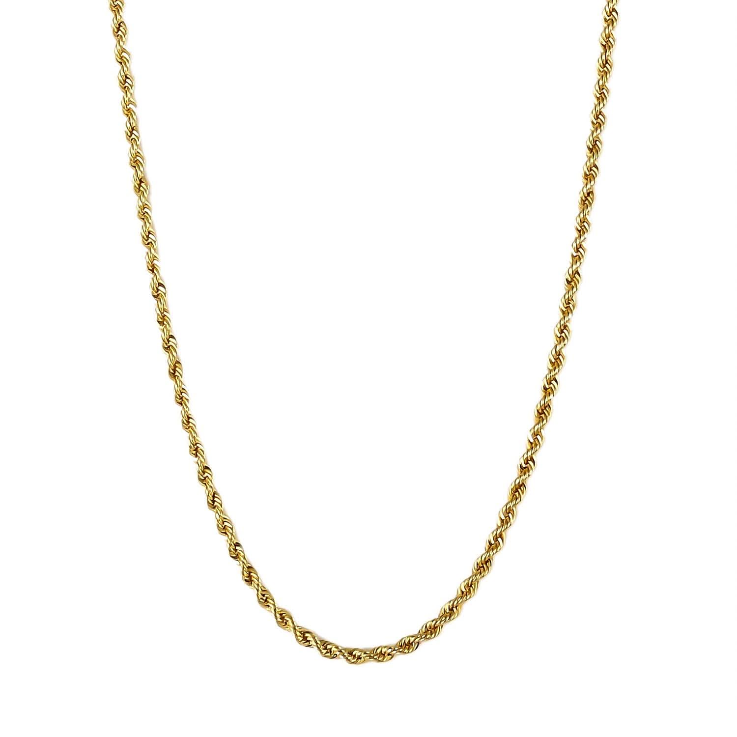 3mm Rope Chain Necklace in 10K Yellow Gold 4.20 Grams 22 Inches