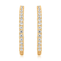 14K Yellow Gold Simulated Diamond Endless Hoop Earrings 0.25 ctw