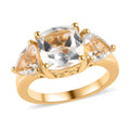 White Topaz 3 Stone Ring in Vermeil Yellow Gold Over Sterling Silver 4.60 ctw - Sticky add to cart bar