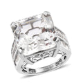 Asscher Cut White Topaz Ring in Platinum Over Sterling Silver 16.50 ctw - Sticky add to cart bar