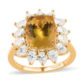Brazilian Golden Apatite and Moissanite Sunburst Ring in Vermeil Yellow Gold Over Sterling Silver (Delivery in 3-5 Business Days) 6.50 ctw - Sticky add to cart bar