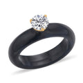Moissanite and Black Jade (D) Ring in Vermeil Yellow Gold Over Sterling Silver 17.40 ctw (Delivery in 7-10 Business Days) - Sticky add to cart bar