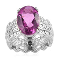 African Lilac Quartz (Triplet) Solitaire Ring in ION Plated YG and Stainless Steel 6.10 ctw - Sticky add to cart bar