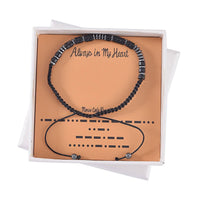Hematite and Black Obsidian Beaded Always in My Heart Morse Code Bracelet Natural Cotton Cord Thread (Adjustable) 13.00 ctw
