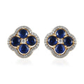 Kyanite and Moissanite FloralEarrings in Vermeil Yellow Gold Over Sterling Silver 6.25 ctw - Sticky add to cart bar