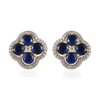 Kyanite and Moissanite FloralEarrings in Vermeil Yellow Gold Over Sterling Silver 6.25 ctw