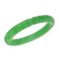 Green Jade Carved Dragon Bangle Bracelet (8.00 In) 282.50 ctw
