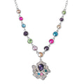 Multi Color Austrian Crystal Necklace 20-22 Inches in Silvertone - Sticky add to cart bar