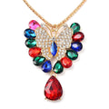 Multi Glass and Austrian Crystal Flower Necklace 29-31 Inches in Goldtone - Sticky add to cart bar