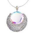 White Mystic Color Glass and Simulated Mystic White Crystal Necklace 29-31 Inches in Silvertone - Sticky add to cart bar
