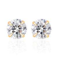 14K Yellow Gold Simulated Diamond Solitaire Stud Earrings 0.35 ctw