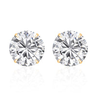 14K Yellow Gold Simulated Diamond Solitaire Stud Earrings 1.60 ctw