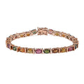 10K Rose Gold Multi-Tourmaline Tennis Bracelet (7.00 In) 14.30 Grams 12.50 ctw - Sticky add to cart bar