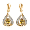 Premium Golden Tanzanite and White Zircon Dangle Earrings in Vermeil Yellow Gold Over Sterling Silver 0.65 ctw - Sticky add to cart bar