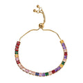 Simulated Multi Color Diamond Bolo Bracelet (6-9In) in Goldtone - Sticky add to cart bar