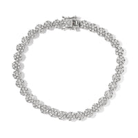 Diamond Floral Bracelet in Platinum Over Sterling Silver (8.00 In) 1.00 ctw