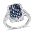 One Time Only Blue Diamond (IR), Diamond Ring in Platinum Over Sterling Silver (Size 10.0) 1.00 ctw - Sticky add to cart bar