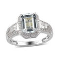 Brazilian Goshenite and Natural White Zircon Ring in Platinum Over Sterling Silver 3.25 ctw - Sticky add to cart bar