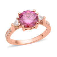 Pink and White Moissanite Ring in Vermeil Rose Gold Over Sterling Silver 2.75 ctw