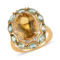 Premium Brazilian Golden Apatite and Multi Gemstone Ring in Vermeil Yellow Gold Over Sterling Silver 8.00 ctw (Delivery in 3-5 Business Days)
