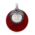 Bali Goddess Carved Bone and Multi Gemstone Pendant in Sterling Silver 0.40 ctw - Sticky add to cart bar