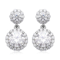 Moissanite Dangle Earrings in Rhodium Over Sterling Silver 2.75 ctw