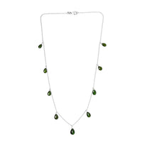 Chrome Diopside Station Necklace 20 Inches in Sterling Silver 13.85 ctw
