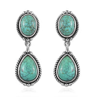 Artisan Crafted Blue Moon Turquoise Dangling Earrings in Sterling Silver 5.50 ctw