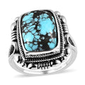 Artisan Crafted  Turquoise Solitaire Ring in Sterling Silver (Size 10.0) - Sticky add to cart bar