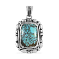 Artisan Crafted Blue Moon Turquoise Solitaire Pendant without Chain in Sterling Silver 5.85 ctw