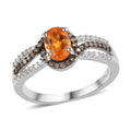 Premium Viceroy Spessartine Garnet, Natural Champagne and White Diamond Ring in Platinum Over Sterling Silver (Size 10.0) 1.35 ctw - Sticky add to cart bar