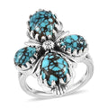 Artisan Crafted Blue Moon Turquoise Floral Ring in Sterling Silver 4.90 ctw - Sticky add to cart bar