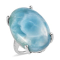 Premium Larimar and Diamond Ring in Platinum Over Sterling Silver 41.10 ctw - Sticky add to cart bar
