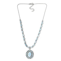 Larimar and Multi Gemstone Necklace 20 Inches in Platinum Over Sterling Silver 17 Grams 46.75 ctw