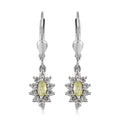 Premium Natural Chrysoberyl and White Zircon Lever Back Earrings in Platinum Over Sterling Silver 1.00 ctw - Sticky add to cart bar