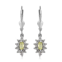 Premium Natural Chrysoberyl and White Zircon Lever Back Earrings in Platinum Over Sterling Silver 1.00 ctw