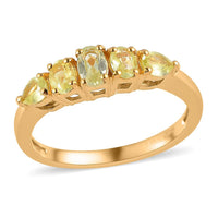 Premium Natural Chrysoberyl 5 Stone Ring in Vermeil Yellow Gold Over Sterling Silver 1.00 ctw