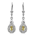 Premium Natural Chrysoberyl and White Zircon Dangling Earrings in Platinum Over Sterling Silver 0.85 ctw - Sticky add to cart bar