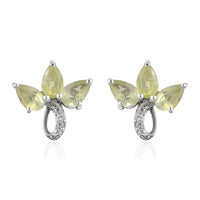 Premium Natural Chrysoberyl and White Zircon Stud Earrings in Platinum Over Sterling Silver 1.90 ctw