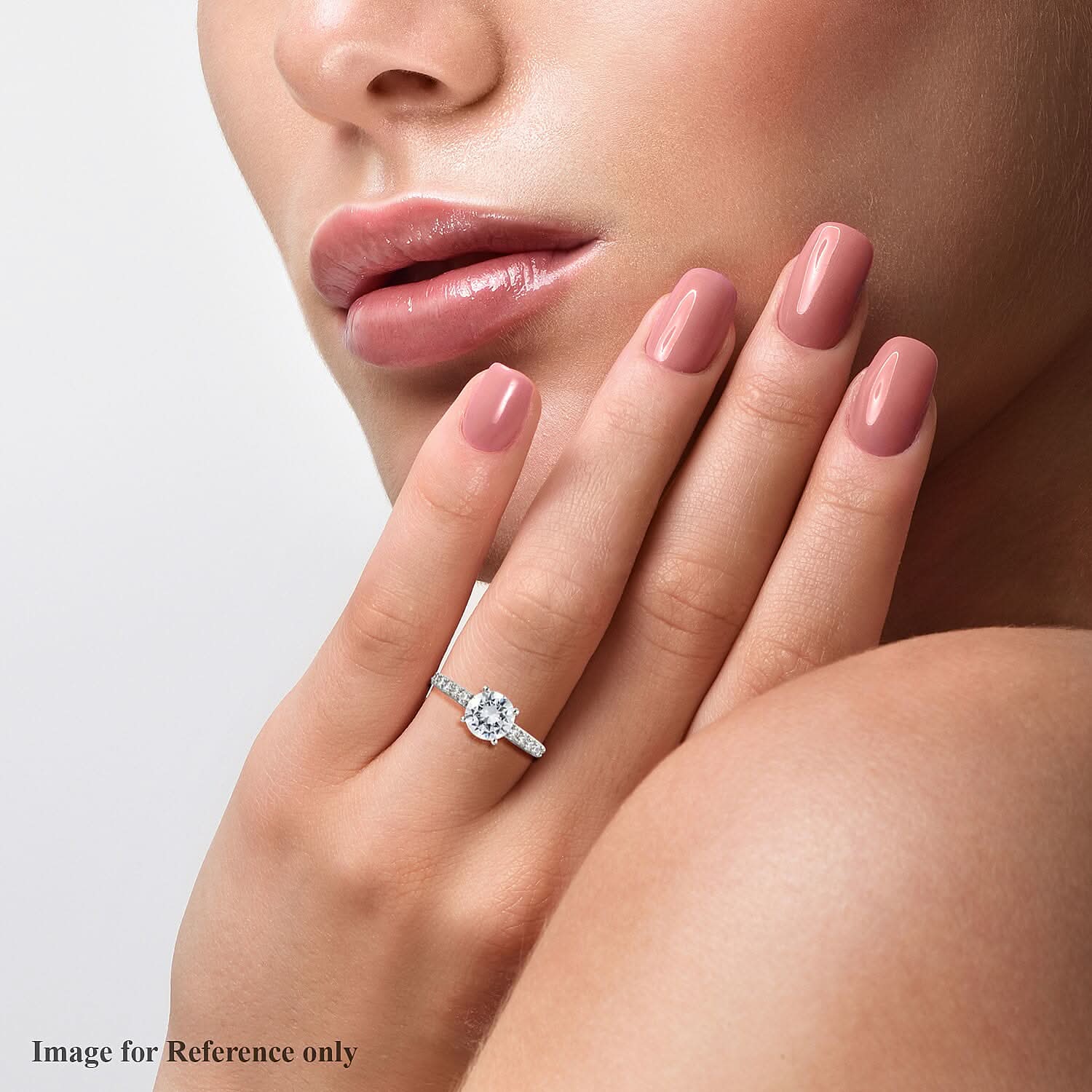 Simulated Diamond Solitaire Ring in Platinum Over Sterling Silver (1)
